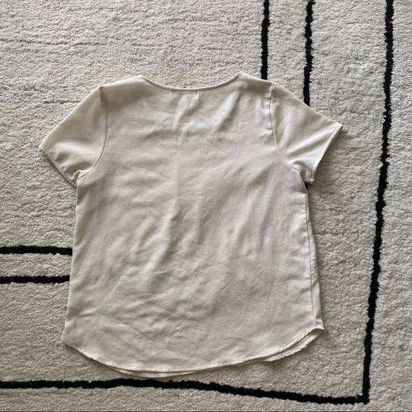 MONTEAU Cream Lace Insert Short Sleeve Blouse Top - Picture 7 of 8